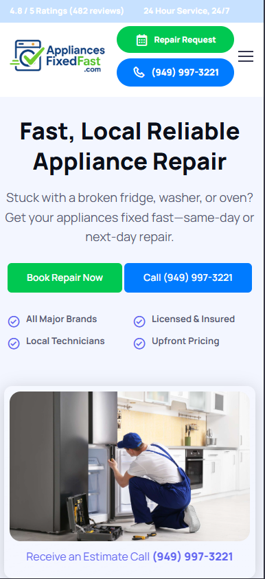 Appliances Fixed Fast website, built by Web Divisor