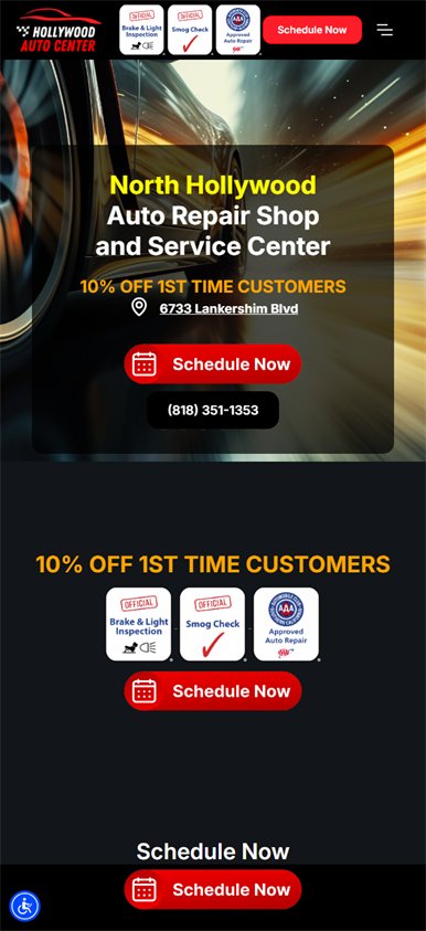Hollywood Auto Center website, built by Web Divisor