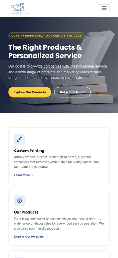 Pizza Box Store website, built by Web Divisor