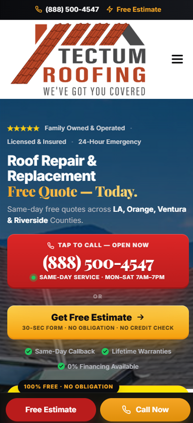 Tectum Roofing website